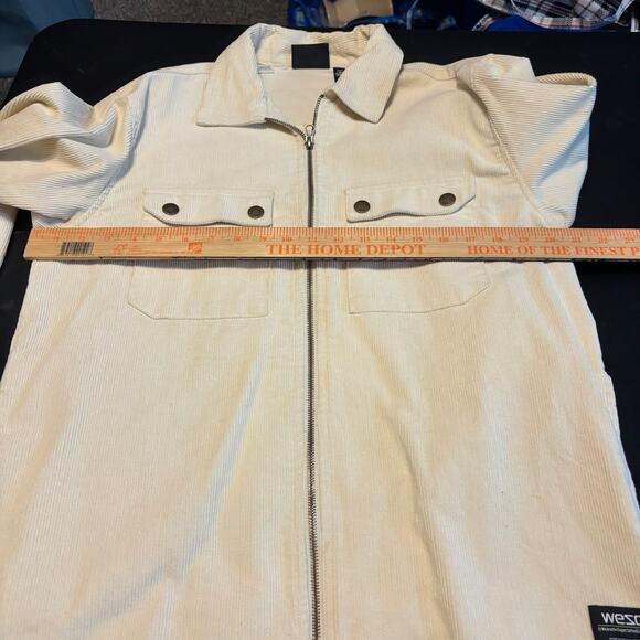 WESC Cream Corduroy Zip Jacket Men’s M Women’s L 100% Cotton Streetwear - Picture 6 of 7